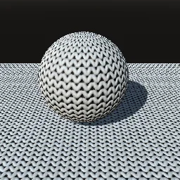 Recorded render of Knitted fabric in five stitch patterns