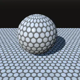 Recorded render of Penny round mosaic in hexagonal or square packing