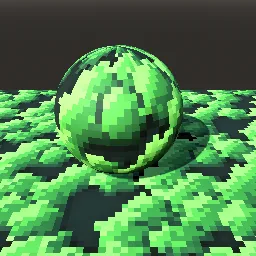 Recorded render of Pixel-art tree canopy of shaded leaf clumps