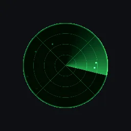Recorded render of Radar display with sweep and fading blips