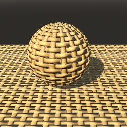 Recorded render of Open wicker weave of reeds over stakes